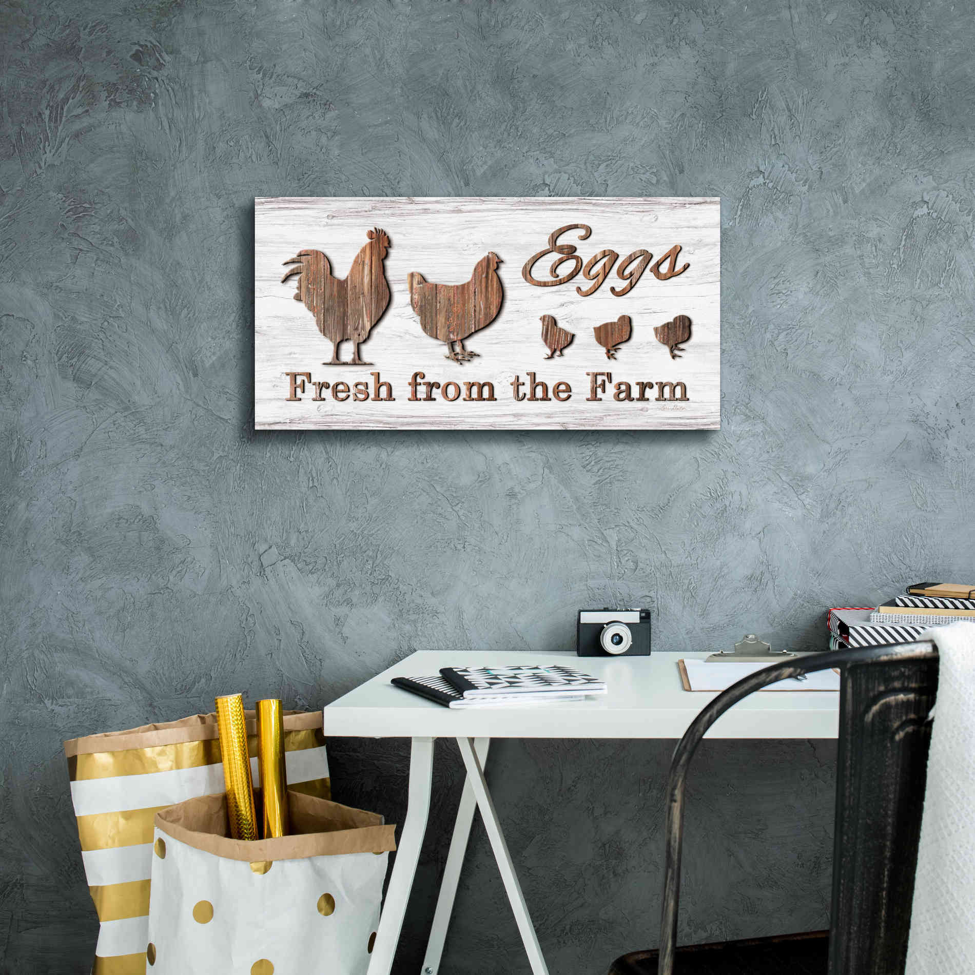 'Farm Fresh Eggs' by Lori Deiter, Canvas Wall Art,24 x 12