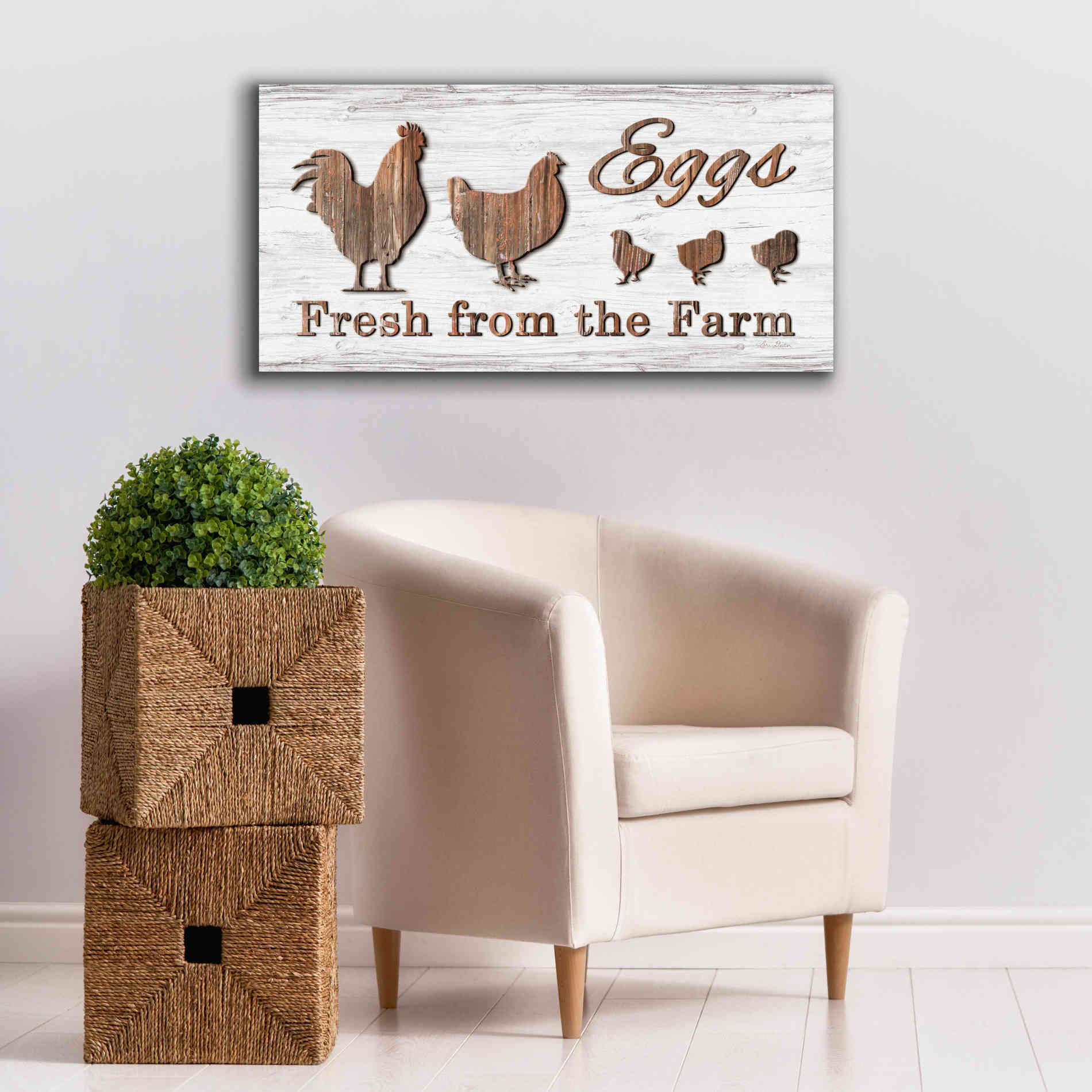'Farm Fresh Eggs' by Lori Deiter, Canvas Wall Art,40 x 20