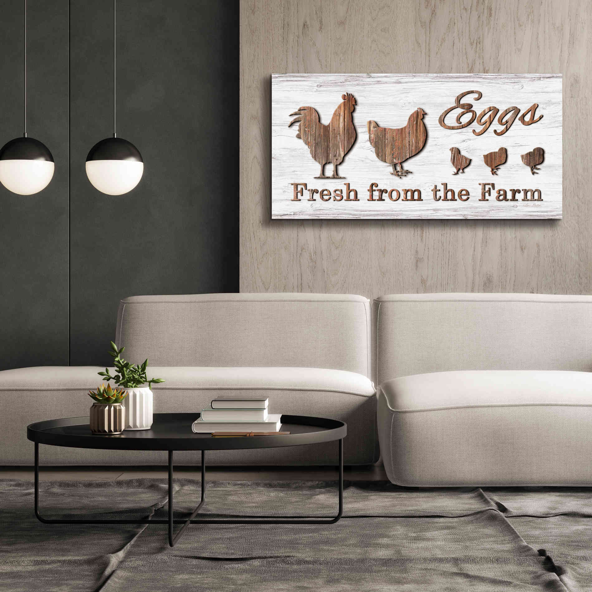 'Farm Fresh Eggs' by Lori Deiter, Canvas Wall Art,60 x 30