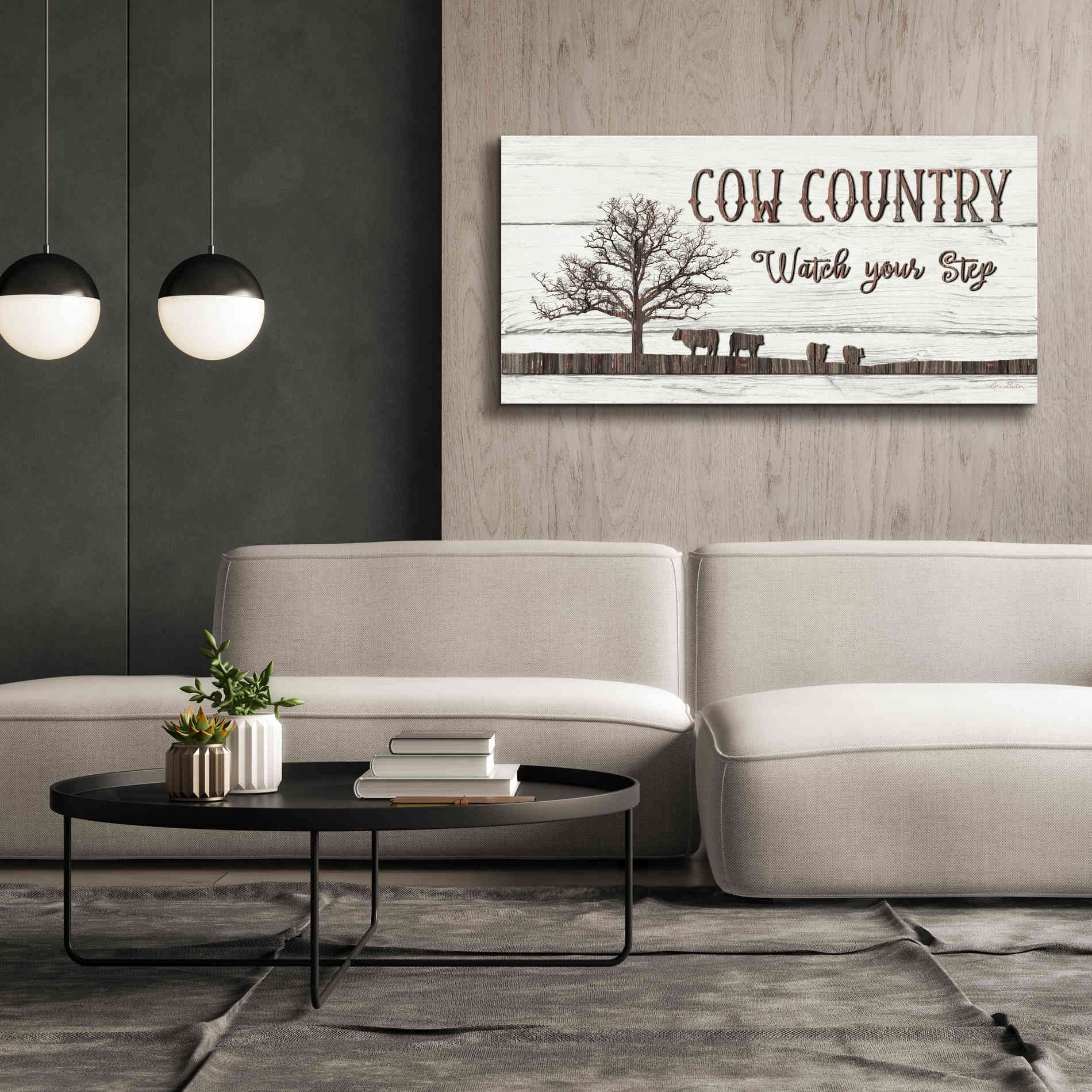 'Cow Country' by Lori Deiter, Canvas Wall Art,60 x 30