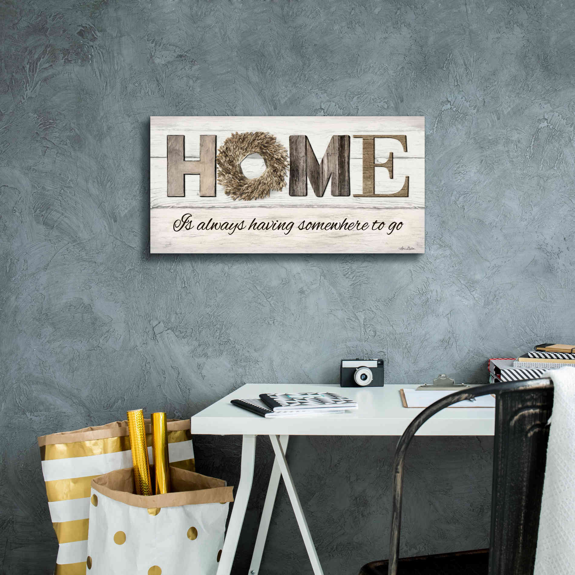 'Home is Always Having Somewhere to Go' by Lori Deiter, Canvas Wall Art,24 x 12