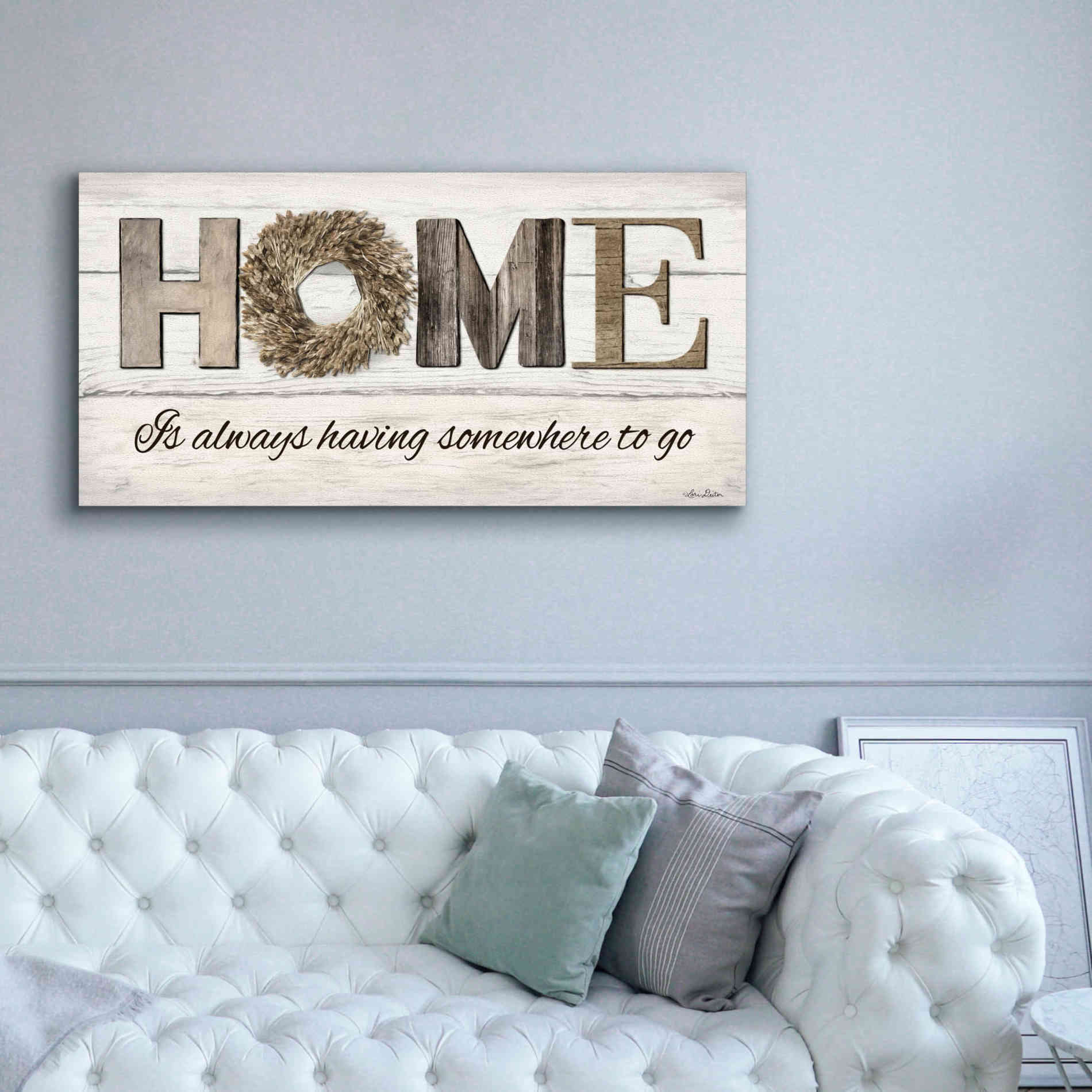 'Home is Always Having Somewhere to Go' by Lori Deiter, Canvas Wall Art,60 x 30