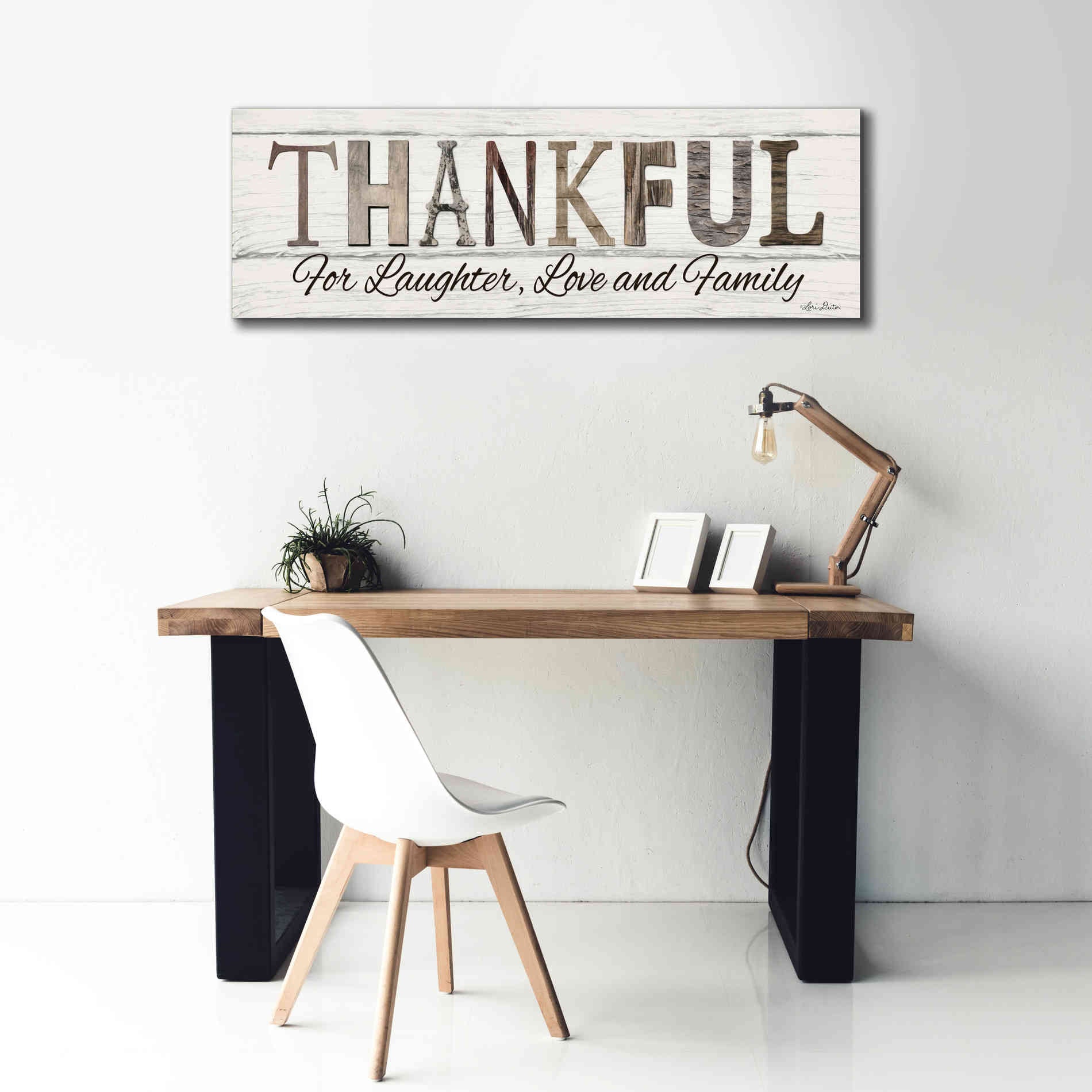 'Thankful for Laughter, Love and Family' by Lori Deiter, Canvas Wall Art,60 x 20