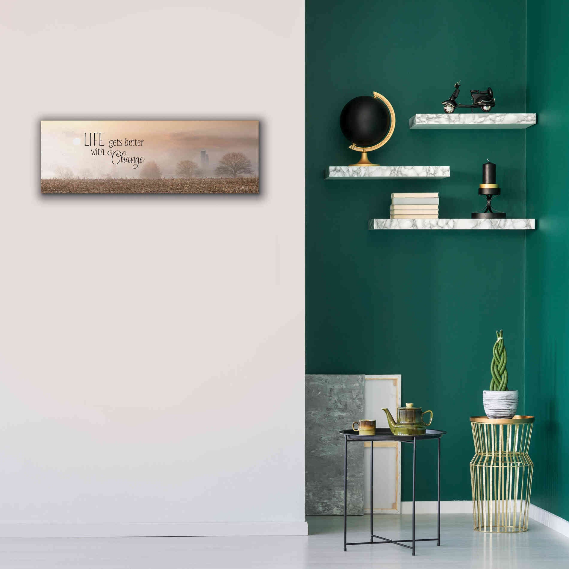 'Life Gets Better with Change' by Lori Deiter, Canvas Wall Art,36 x 12