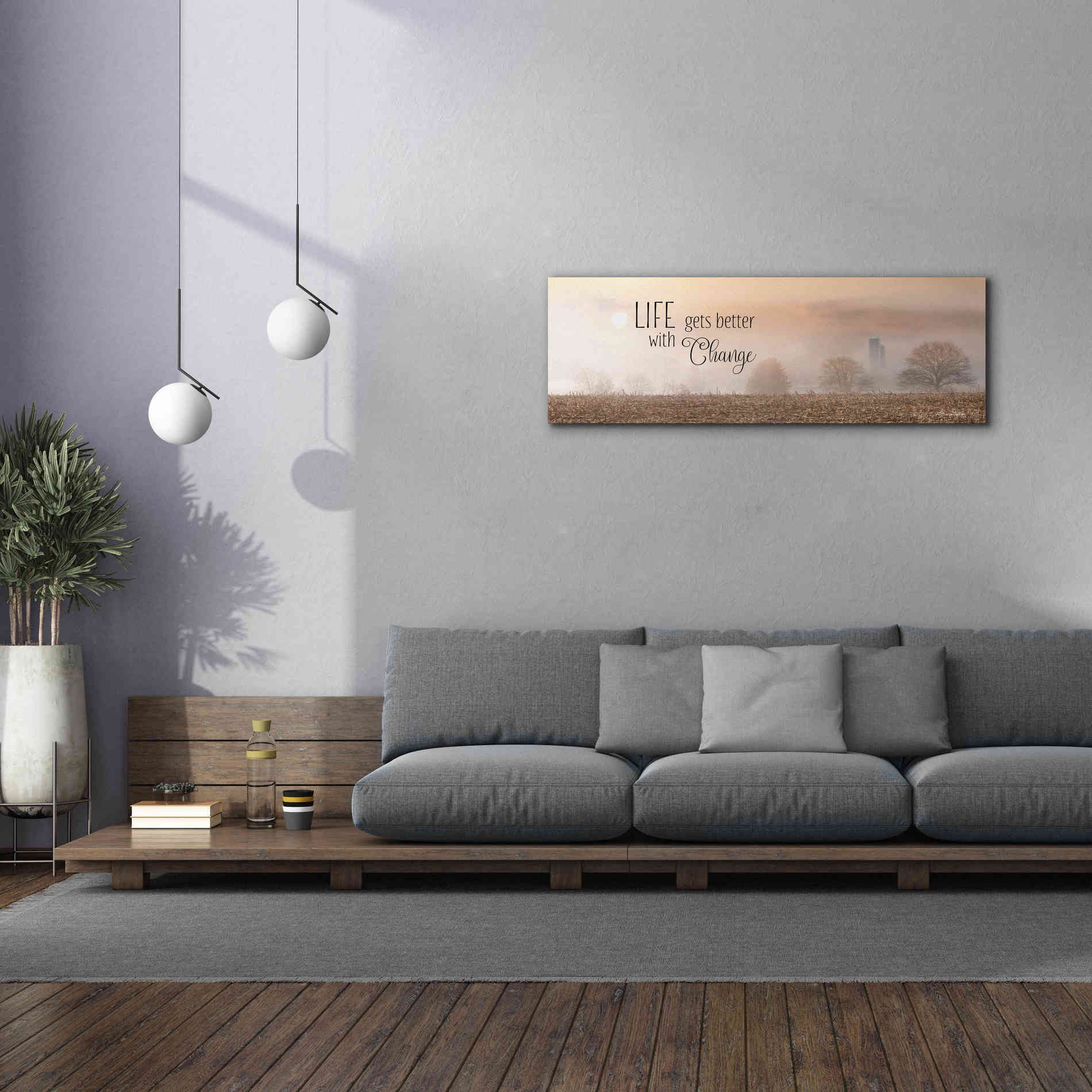'Life Gets Better with Change' by Lori Deiter, Canvas Wall Art,60 x 20