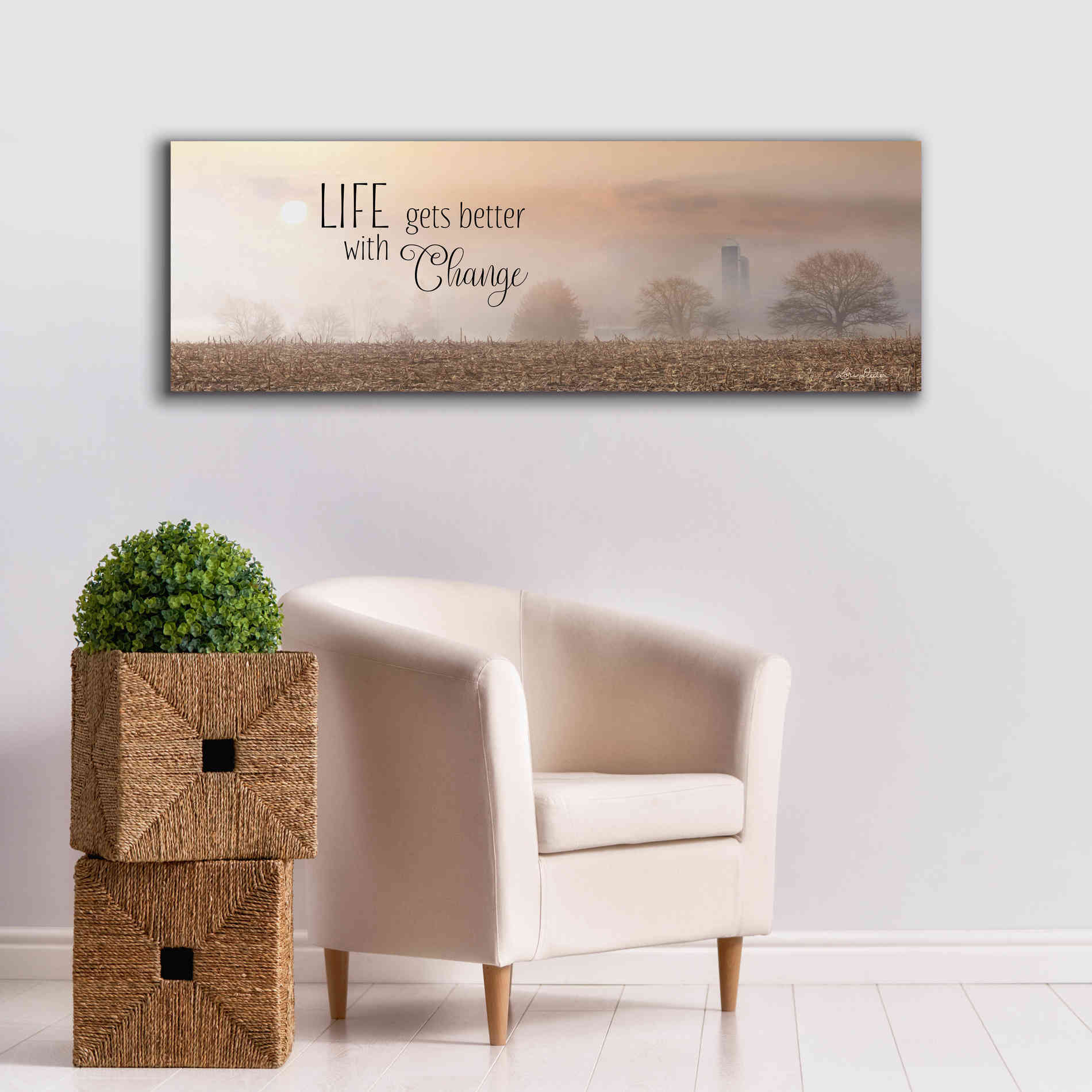 'Life Gets Better with Change' by Lori Deiter, Canvas Wall Art,60 x 20