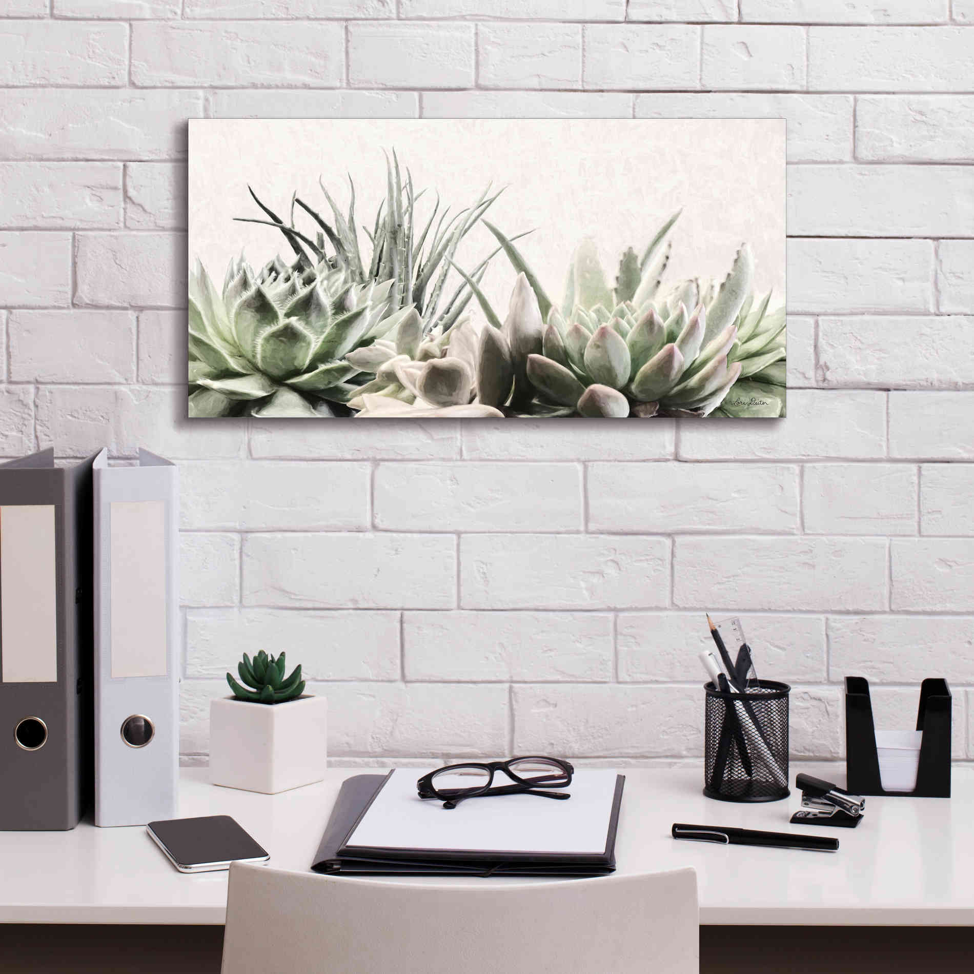 'Soft Succulents II' by Lori Deiter, Canvas Wall Art,24 x 12