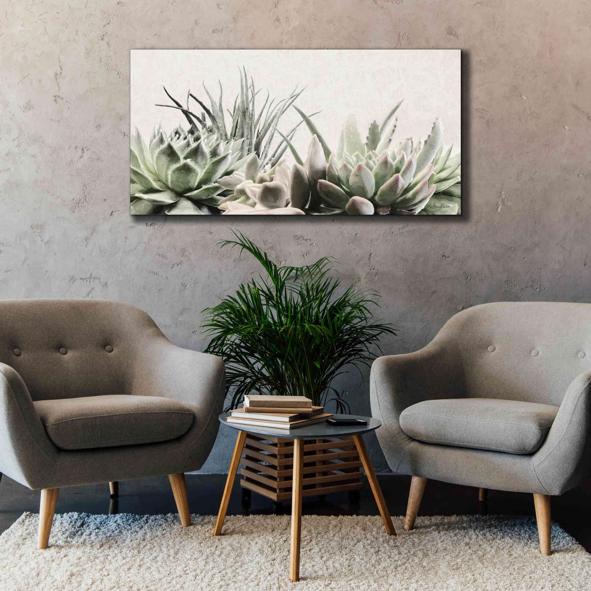 'Soft Succulents II' by Lori Deiter, Canvas Wall Art,60 x 30