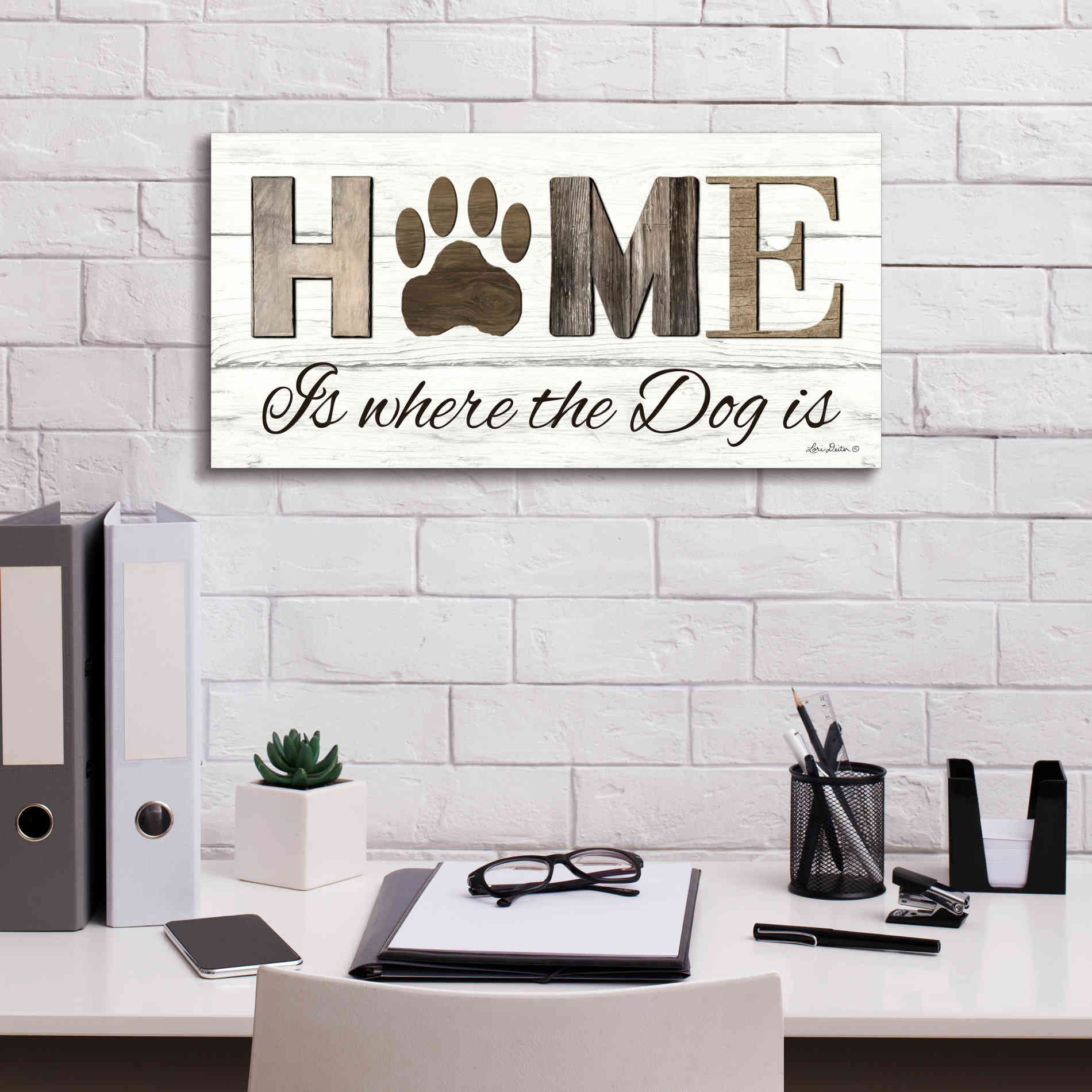 'Home is Where the Dog is' by Lori Deiter, Canvas Wall Art,24 x 12