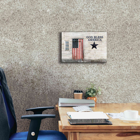 Image of 'God Bless American Flag' by Lori Deiter, Canvas Wall Art,18 x 12