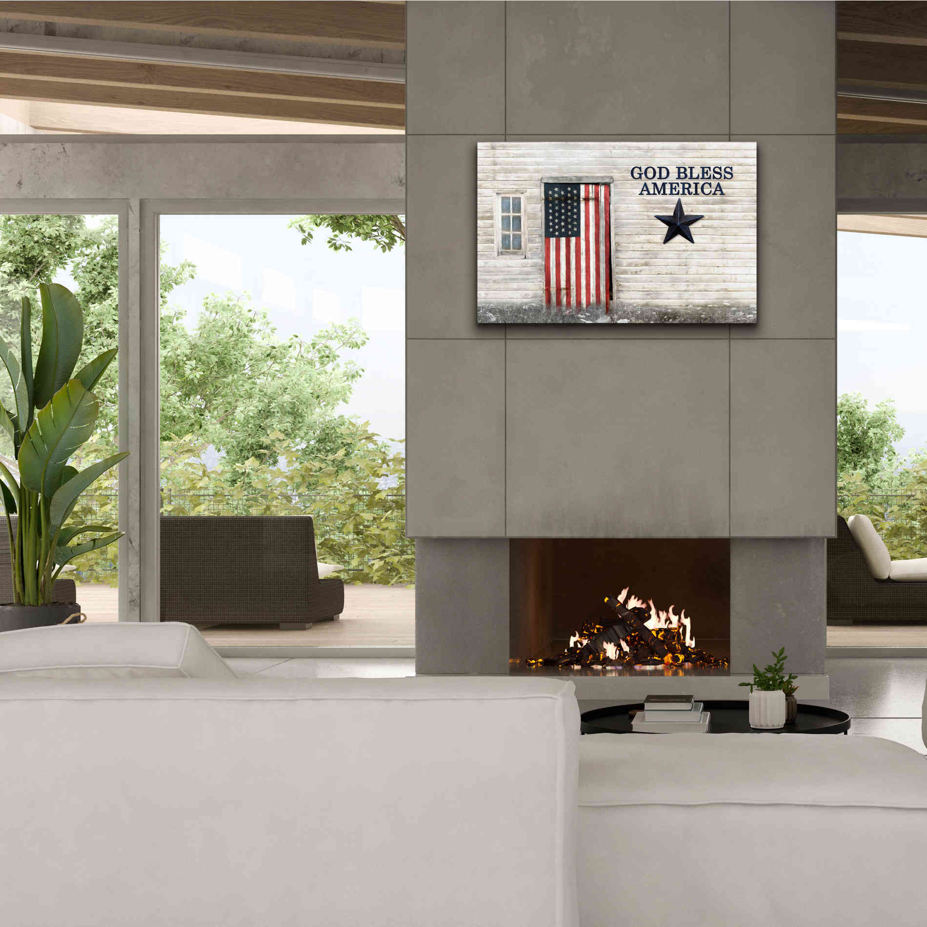 'God Bless American Flag' by Lori Deiter, Canvas Wall Art,40 x 26