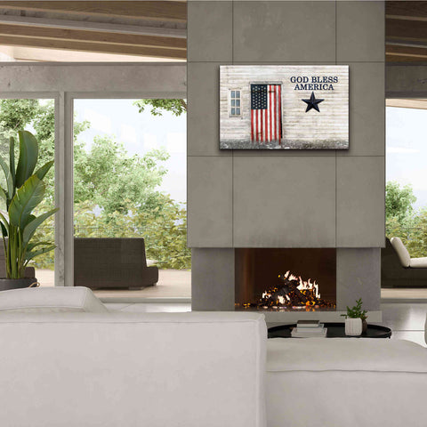 Image of 'God Bless American Flag' by Lori Deiter, Canvas Wall Art,40 x 26