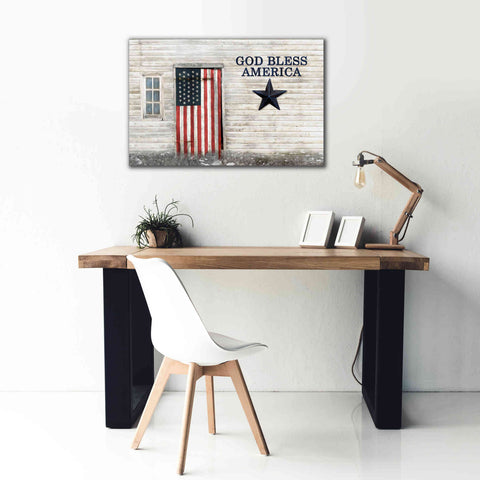 Image of 'God Bless American Flag' by Lori Deiter, Canvas Wall Art,40 x 26