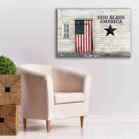 Image of 'God Bless American Flag' by Lori Deiter, Canvas Wall Art,40 x 26