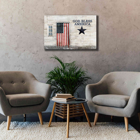 Image of 'God Bless American Flag' by Lori Deiter, Canvas Wall Art,40 x 26