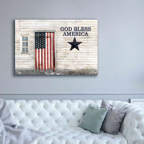 Image of 'God Bless American Flag' by Lori Deiter, Canvas Wall Art,60 x 40