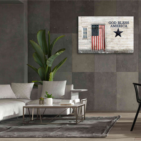 Image of 'God Bless American Flag' by Lori Deiter, Canvas Wall Art,60 x 40