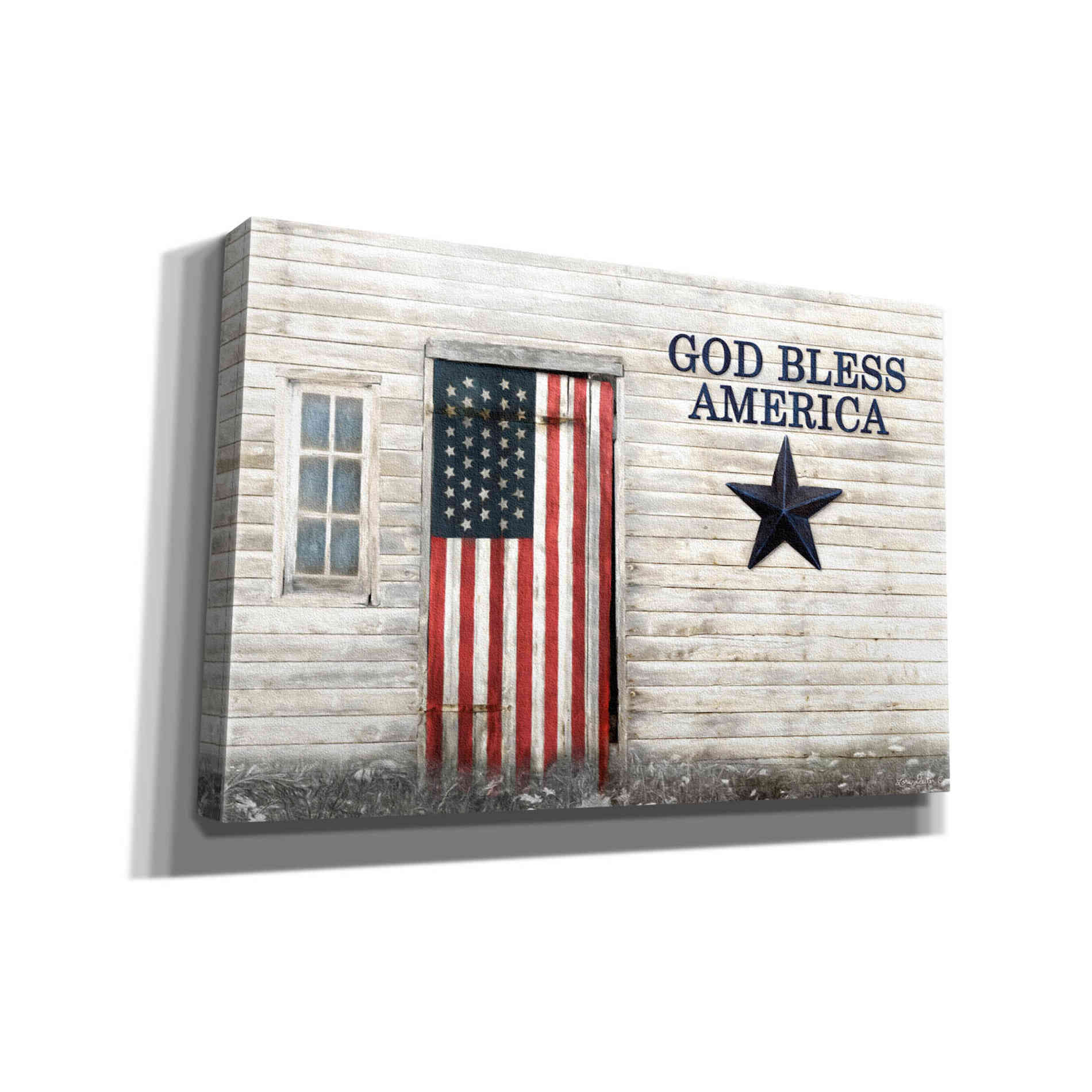 'God Bless American Flag' by Lori Deiter, Canvas Wall Art