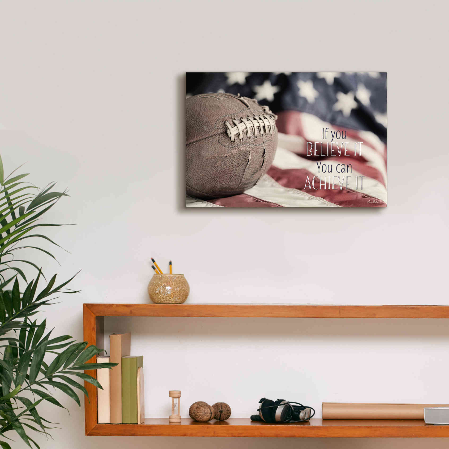 'Football - Believe' by Lori Deiter, Canvas Wall Art,18 x 12