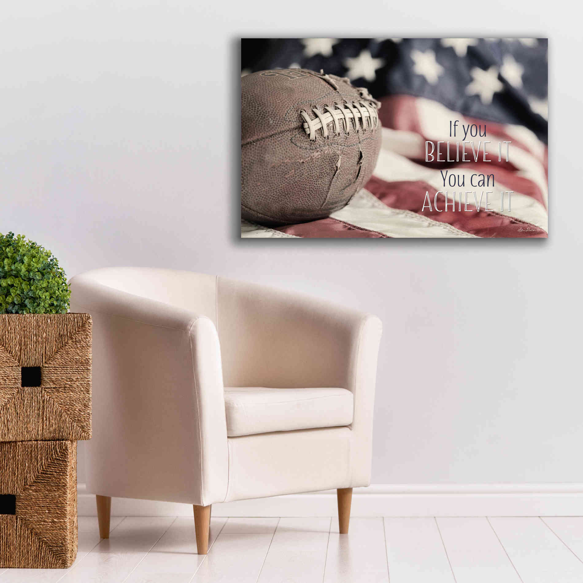 'Football - Believe' by Lori Deiter, Canvas Wall Art,40 x 26