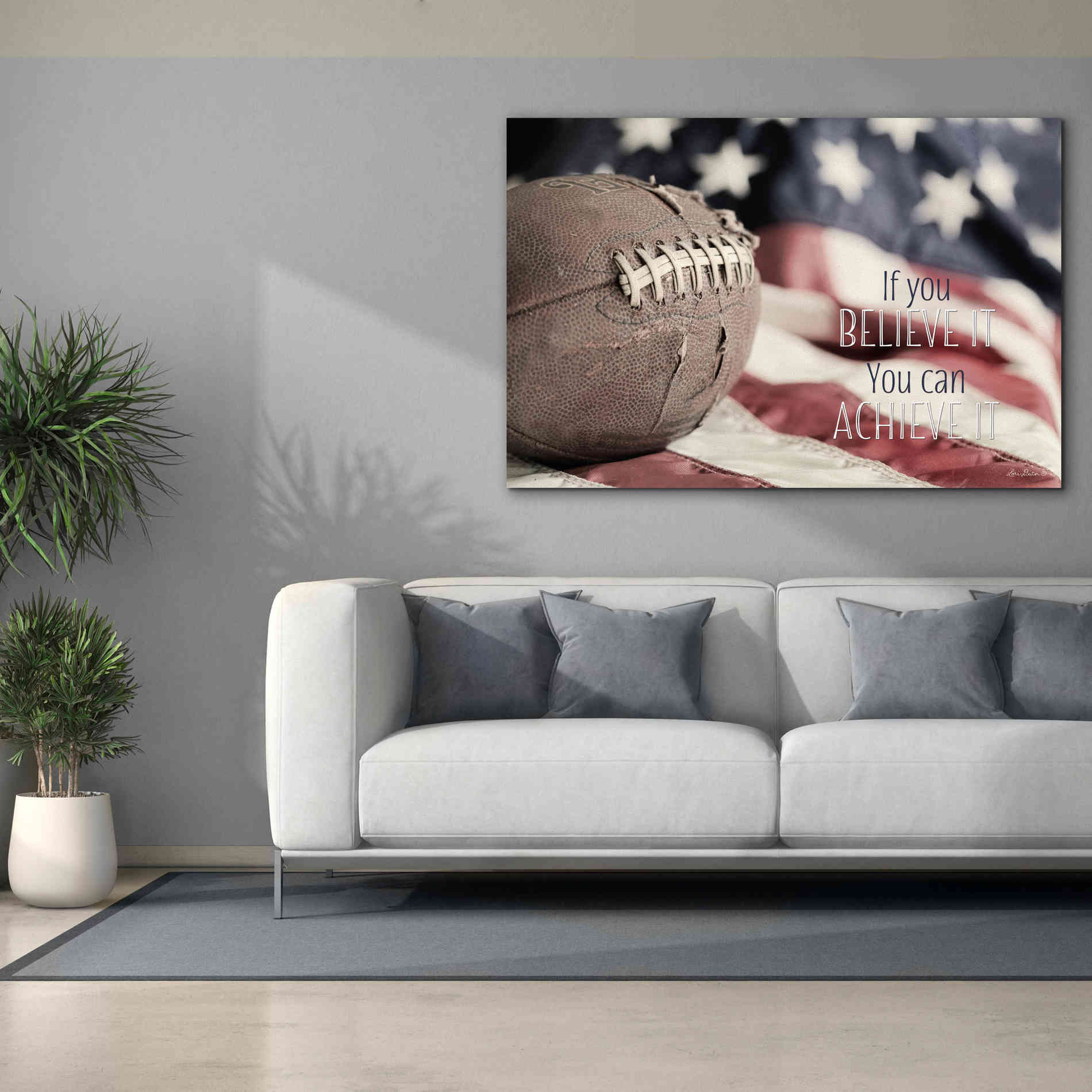 'Football - Believe' by Lori Deiter, Canvas Wall Art,60 x 40