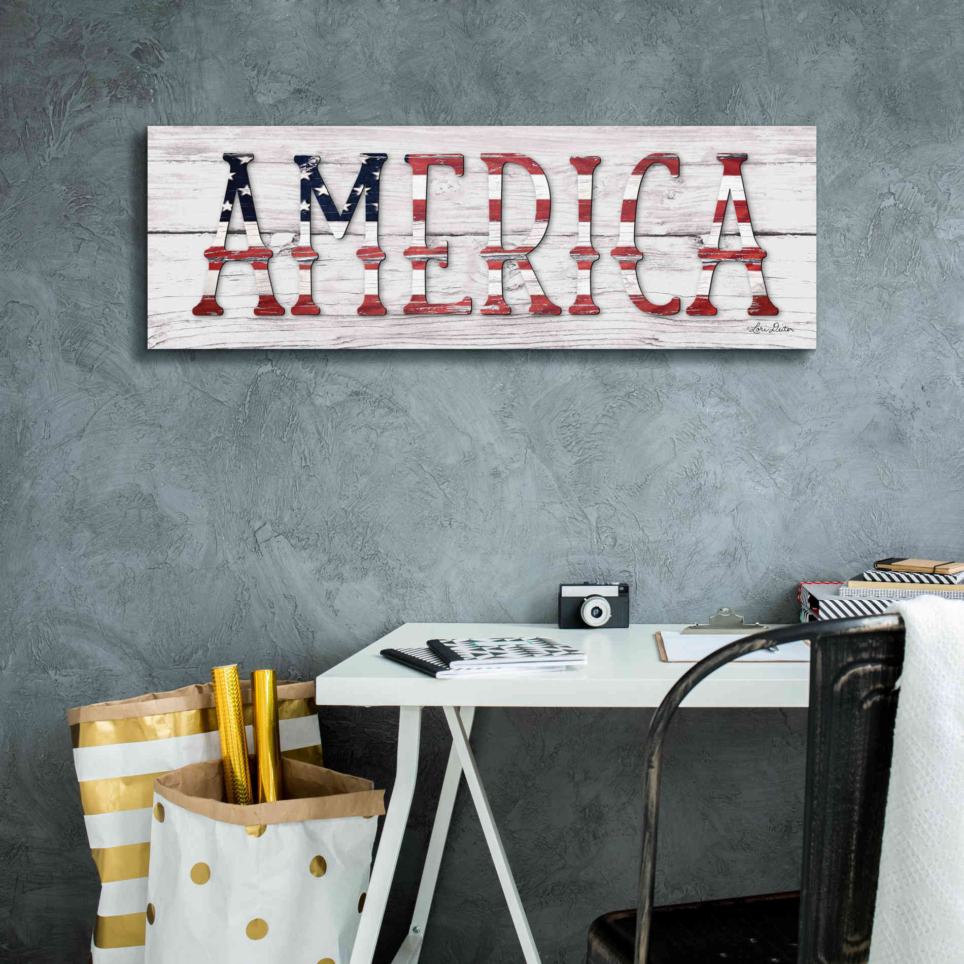 'America' by Lori Deiter, Canvas Wall Art,36 x 12