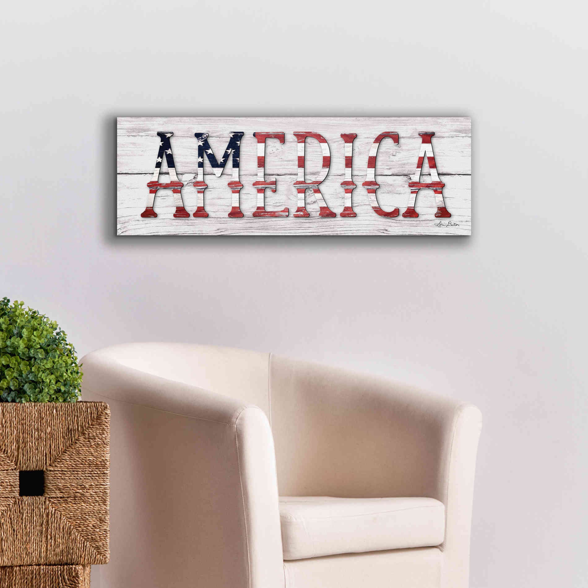 'America' by Lori Deiter, Canvas Wall Art,36 x 12