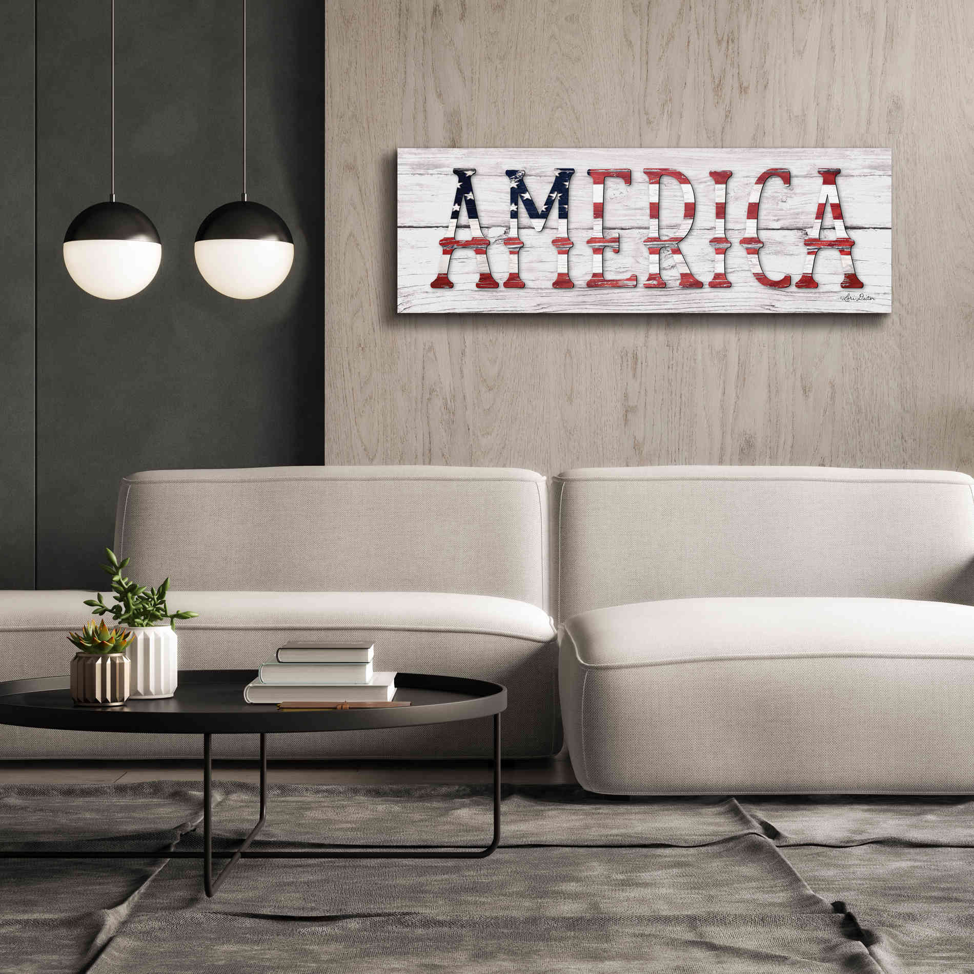 'America' by Lori Deiter, Canvas Wall Art,60 x 20