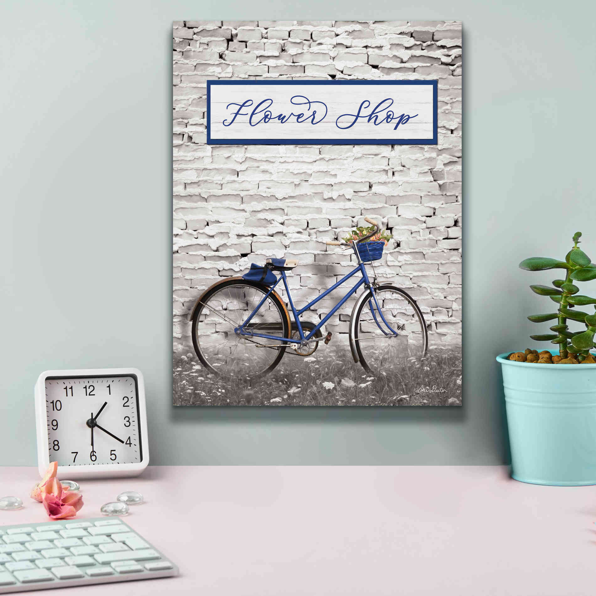 'Flower Shop Bicycle' by Lori Deiter, Canvas Wall Art,12 x 16