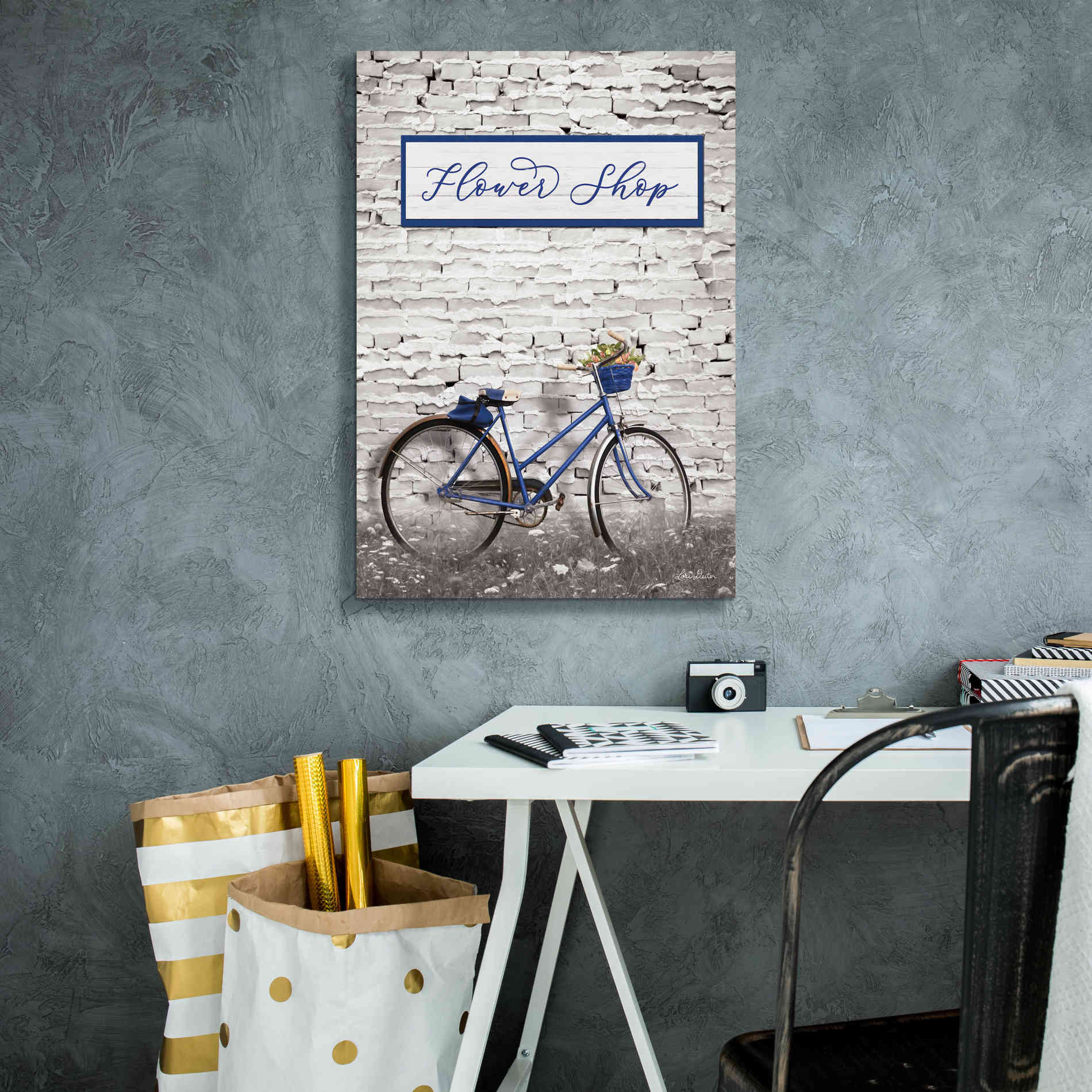 'Flower Shop Bicycle' by Lori Deiter, Canvas Wall Art,18 x 26