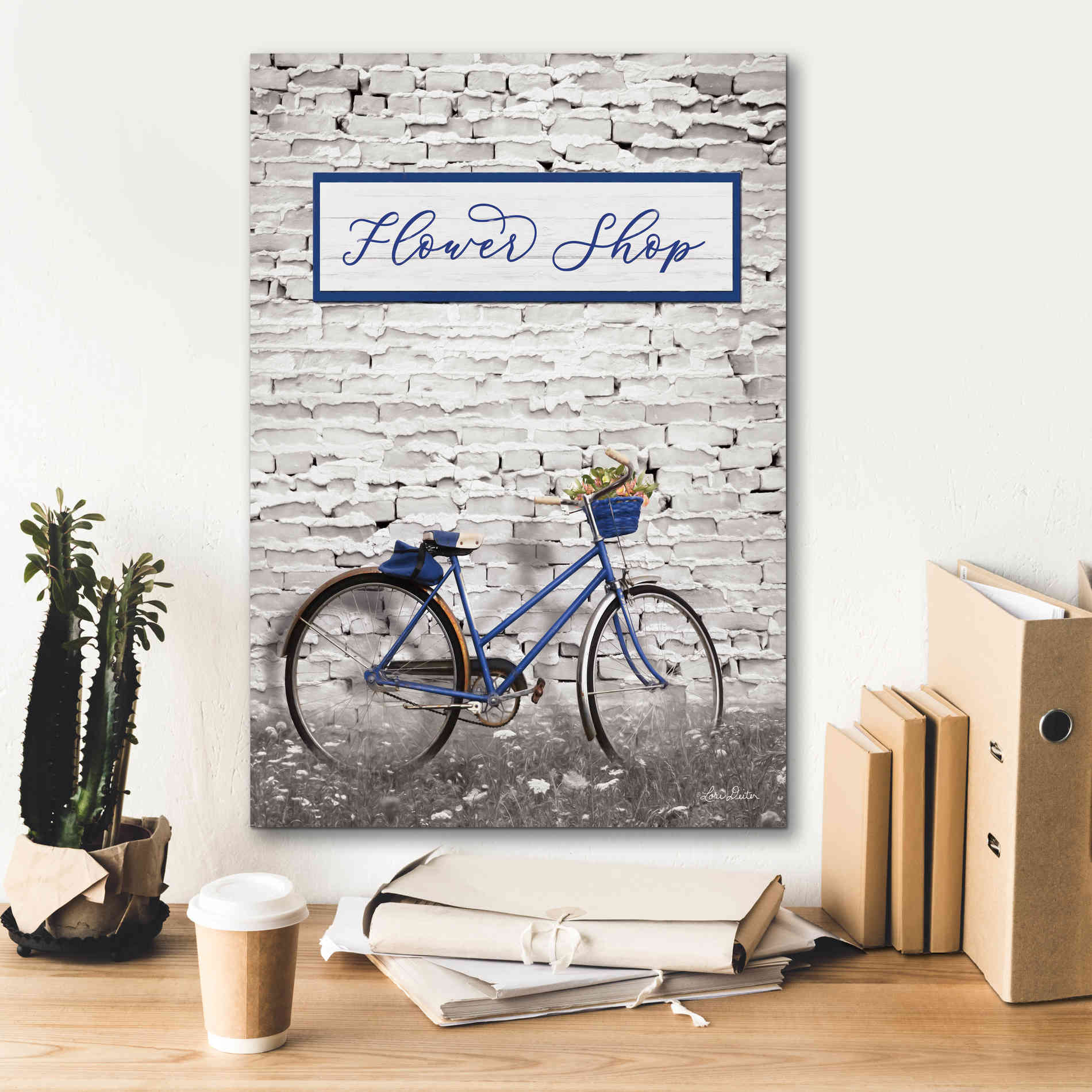 'Flower Shop Bicycle' by Lori Deiter, Canvas Wall Art,18 x 26