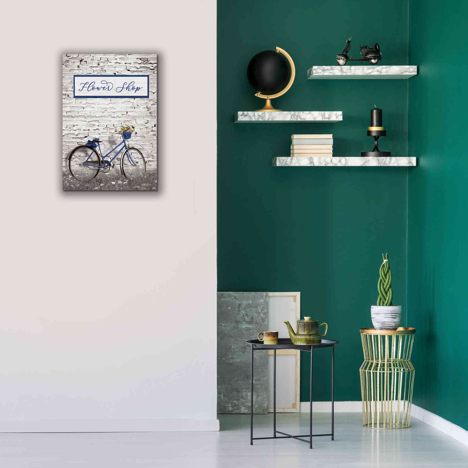 'Flower Shop Bicycle' by Lori Deiter, Canvas Wall Art,18 x 26