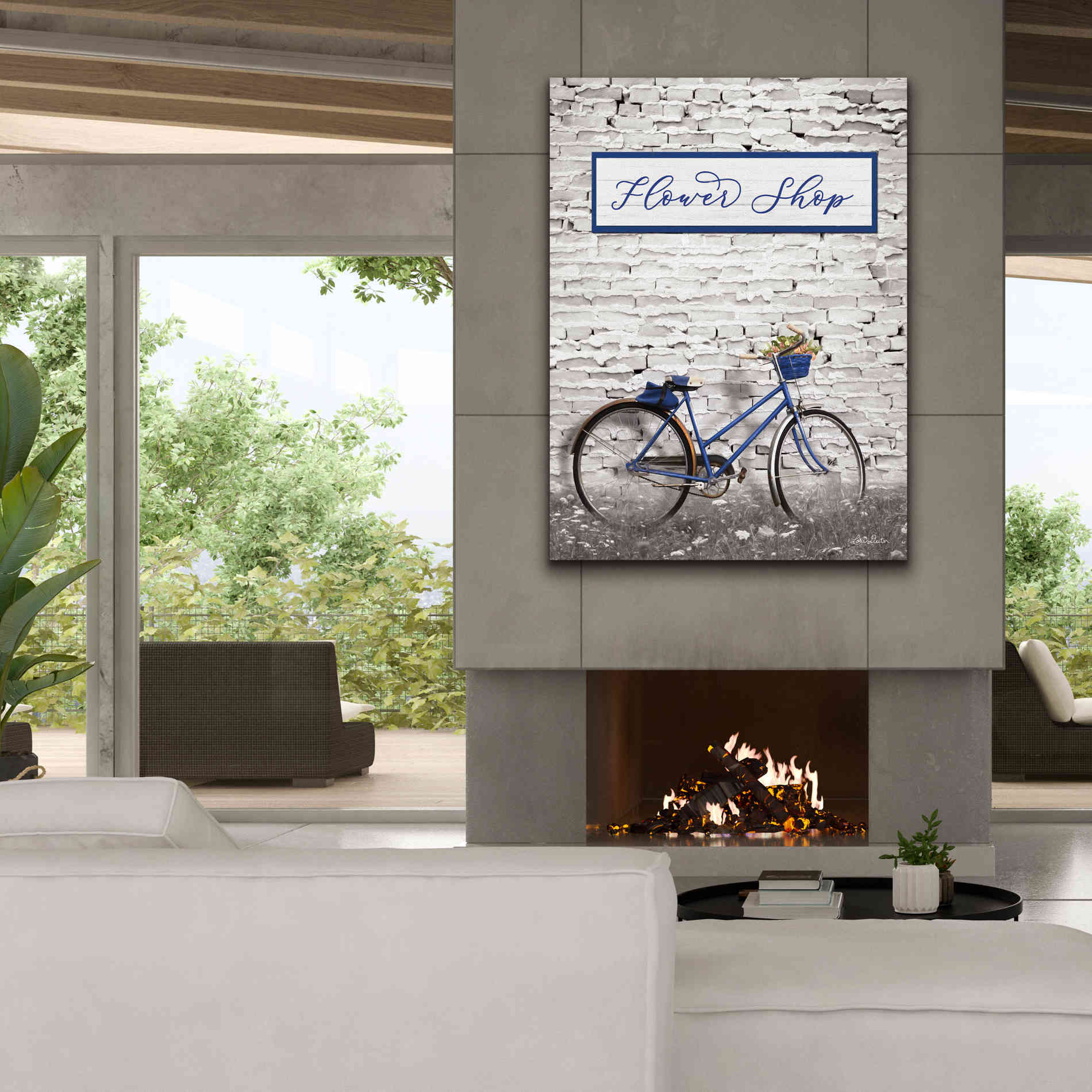 'Flower Shop Bicycle' by Lori Deiter, Canvas Wall Art,40 x 54