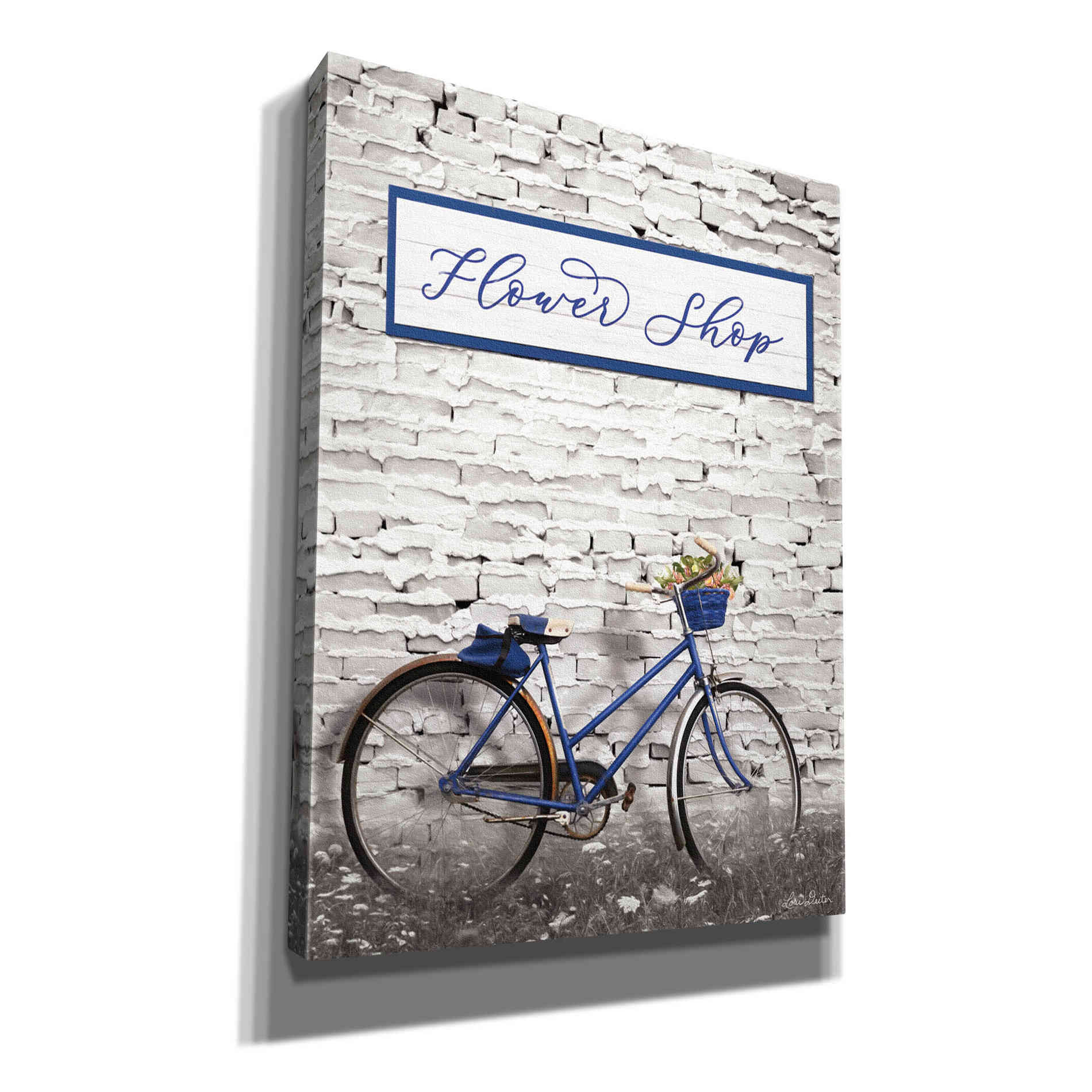 'Flower Shop Bicycle' by Lori Deiter, Canvas Wall Art