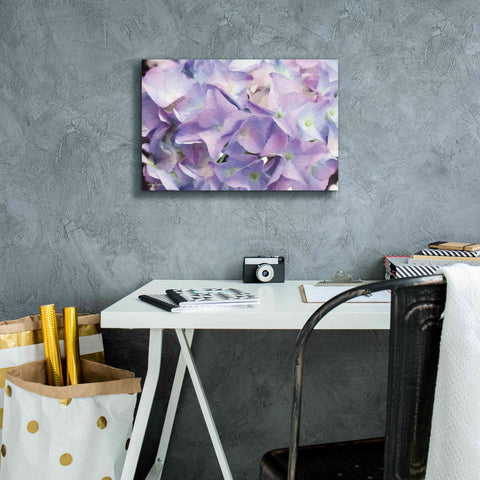 Image of 'Violet Hydrangeas' by Lori Deiter, Canvas Wall Art,18 x 12