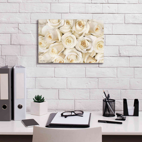 Image of 'Top View - White Roses' by Lori Deiter, Canvas Wall Art,18 x 12