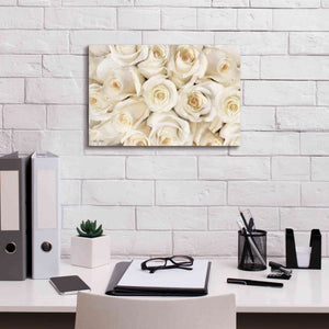 'Top View - White Roses' by Lori Deiter, Canvas Wall Art,18 x 12