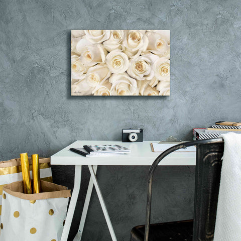 Image of 'Top View - White Roses' by Lori Deiter, Canvas Wall Art,18 x 12