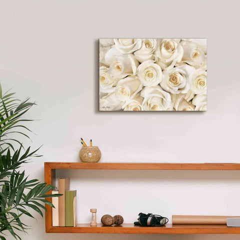 Image of 'Top View - White Roses' by Lori Deiter, Canvas Wall Art,18 x 12