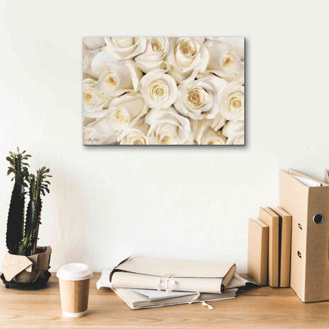 Image of 'Top View - White Roses' by Lori Deiter, Canvas Wall Art,18 x 12