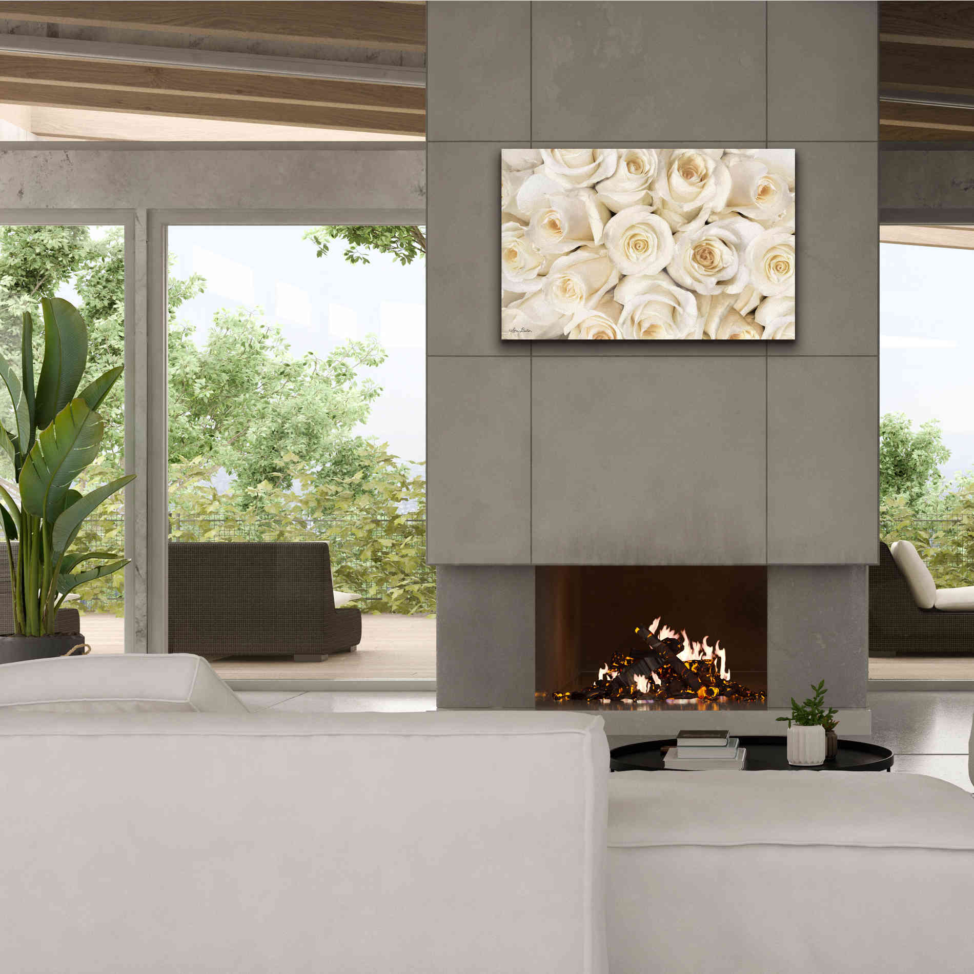 'Top View - White Roses' by Lori Deiter, Canvas Wall Art,40 x 26