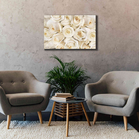 Image of 'Top View - White Roses' by Lori Deiter, Canvas Wall Art,40 x 26