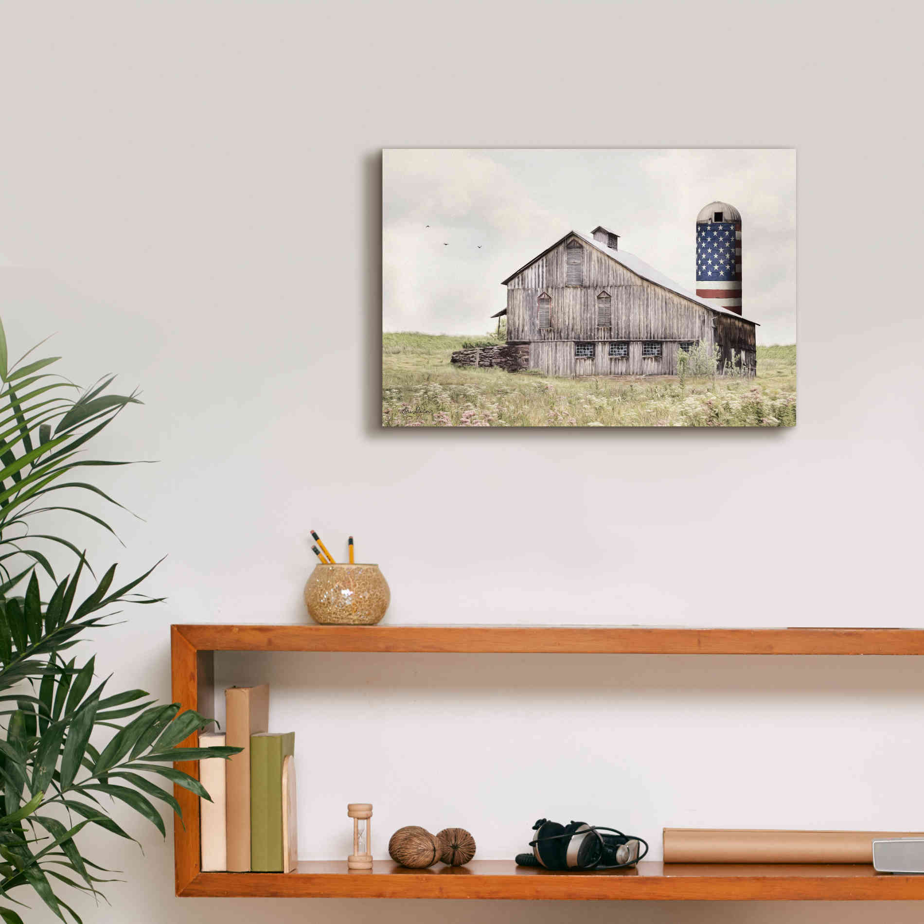 'One Land, One Flag' by Lori Deiter, Canvas Wall Art,18 x 12