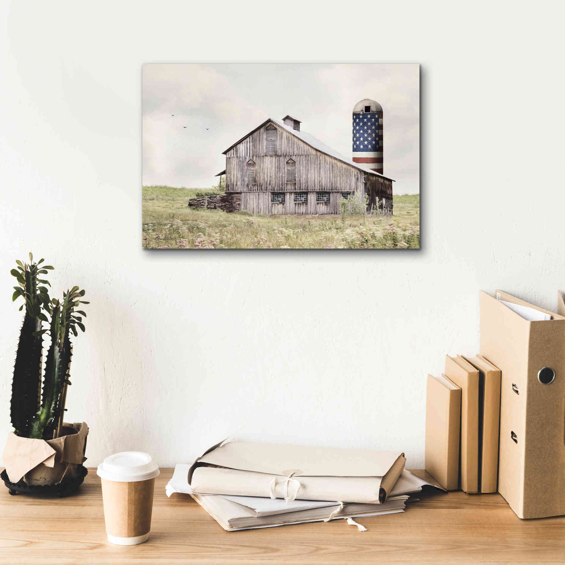 'One Land, One Flag' by Lori Deiter, Canvas Wall Art,18 x 12