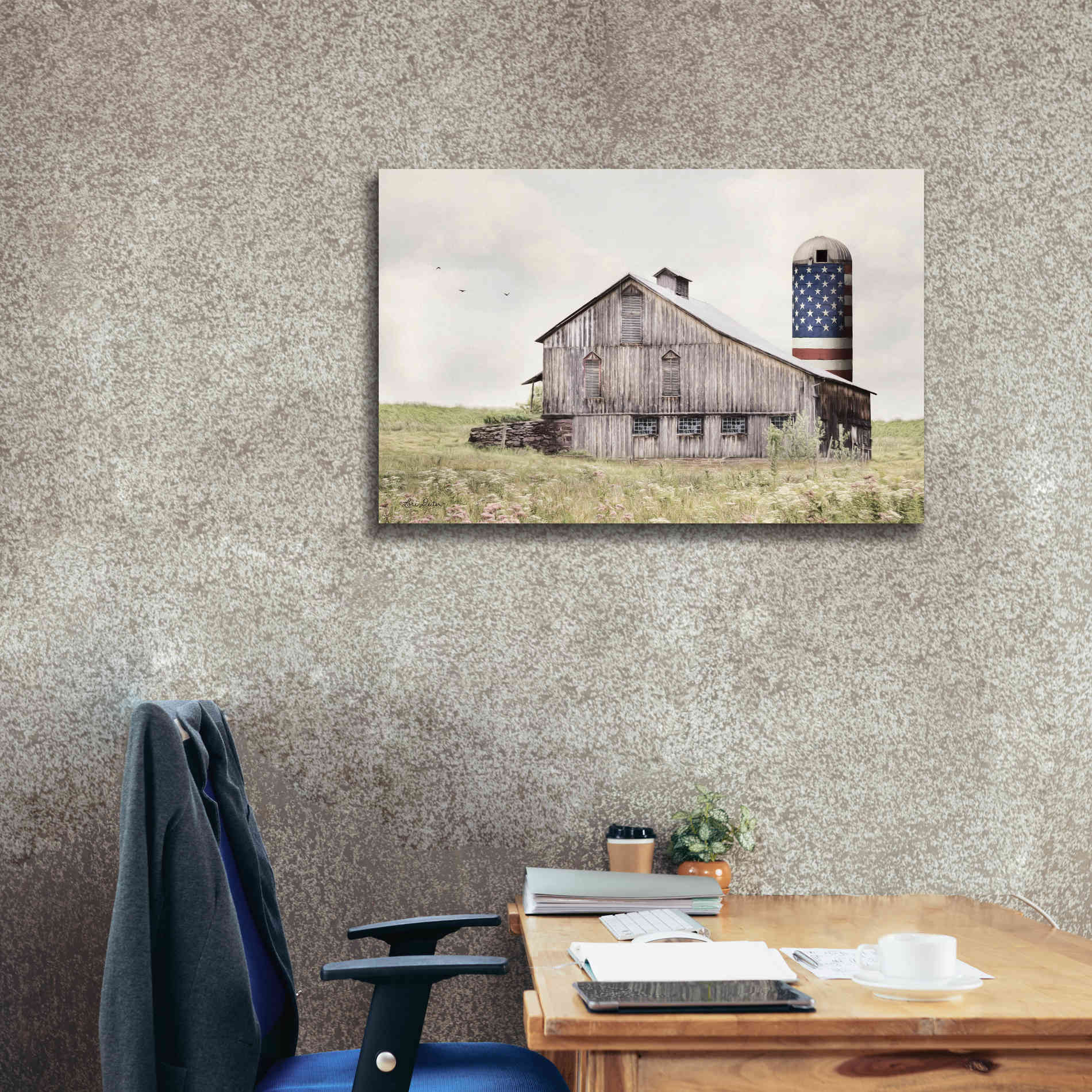 'One Land, One Flag' by Lori Deiter, Canvas Wall Art,40 x 26