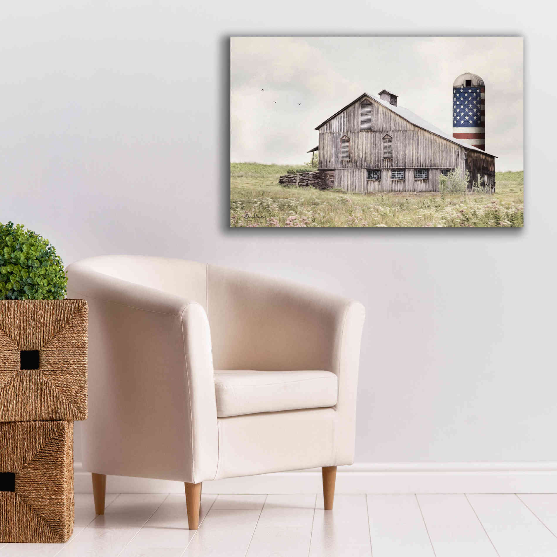 'One Land, One Flag' by Lori Deiter, Canvas Wall Art,40 x 26