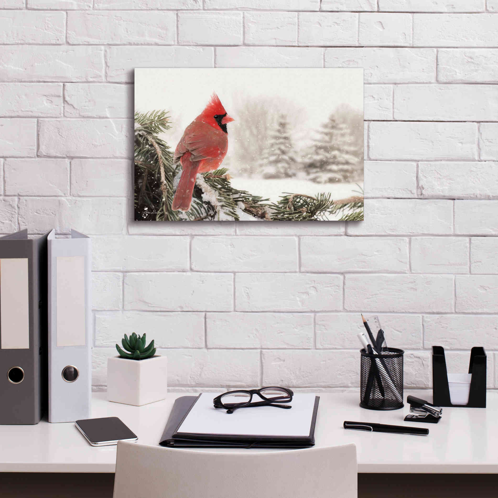 'Winter Perch' by Lori Deiter, Canvas Wall Art,18 x 12