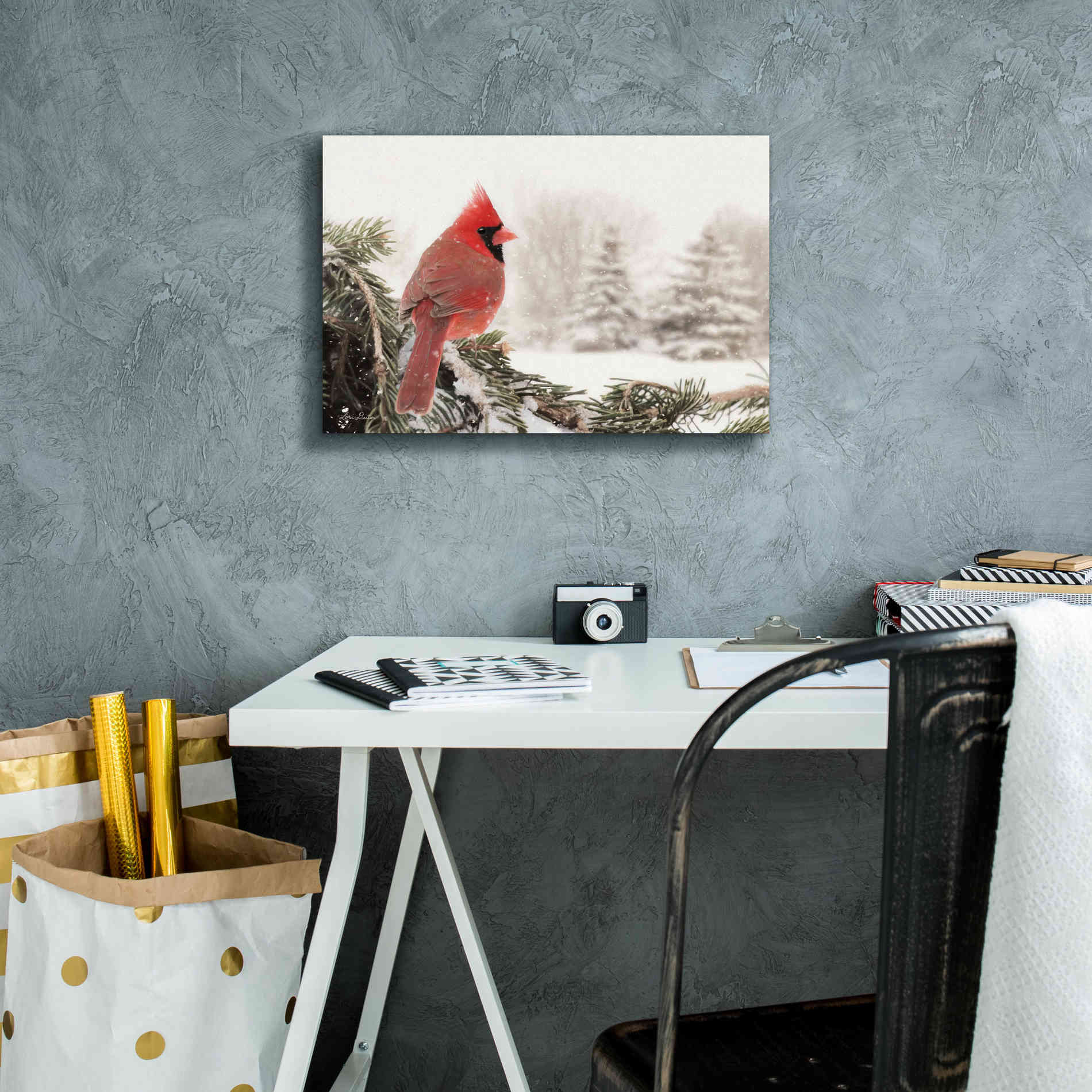 'Winter Perch' by Lori Deiter, Canvas Wall Art,18 x 12