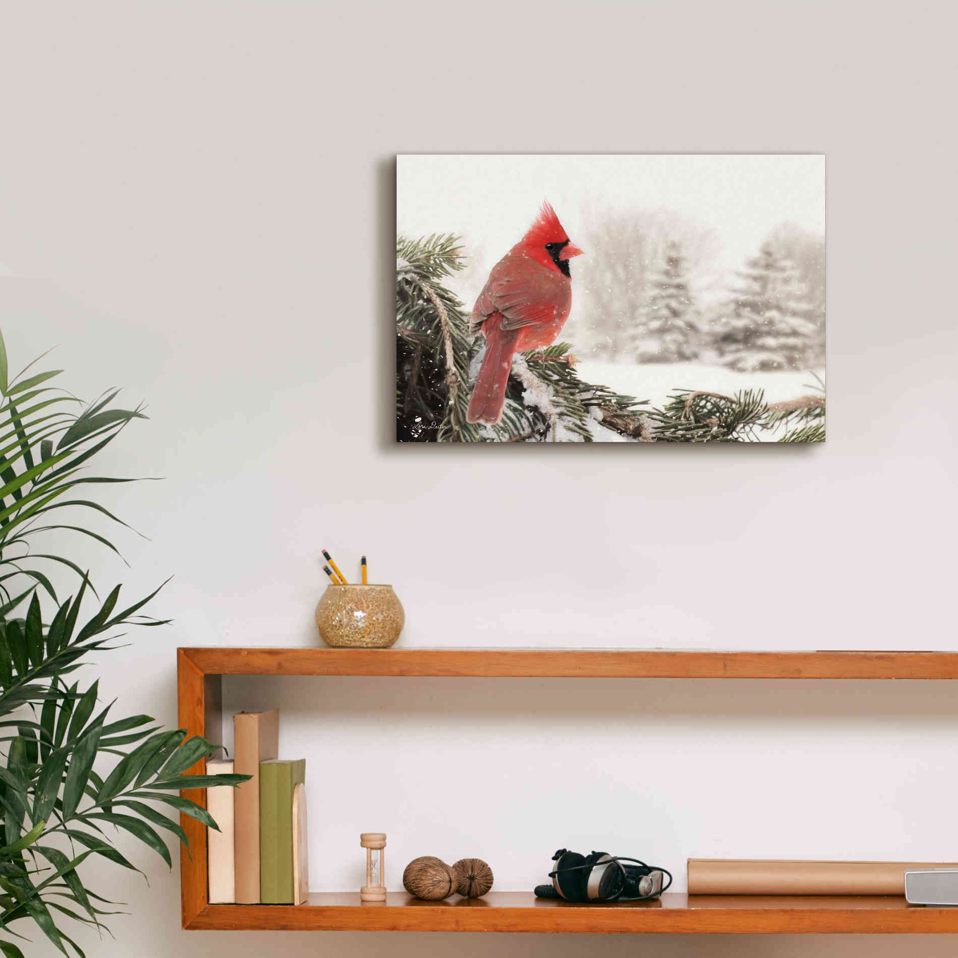 'Winter Perch' by Lori Deiter, Canvas Wall Art,18 x 12