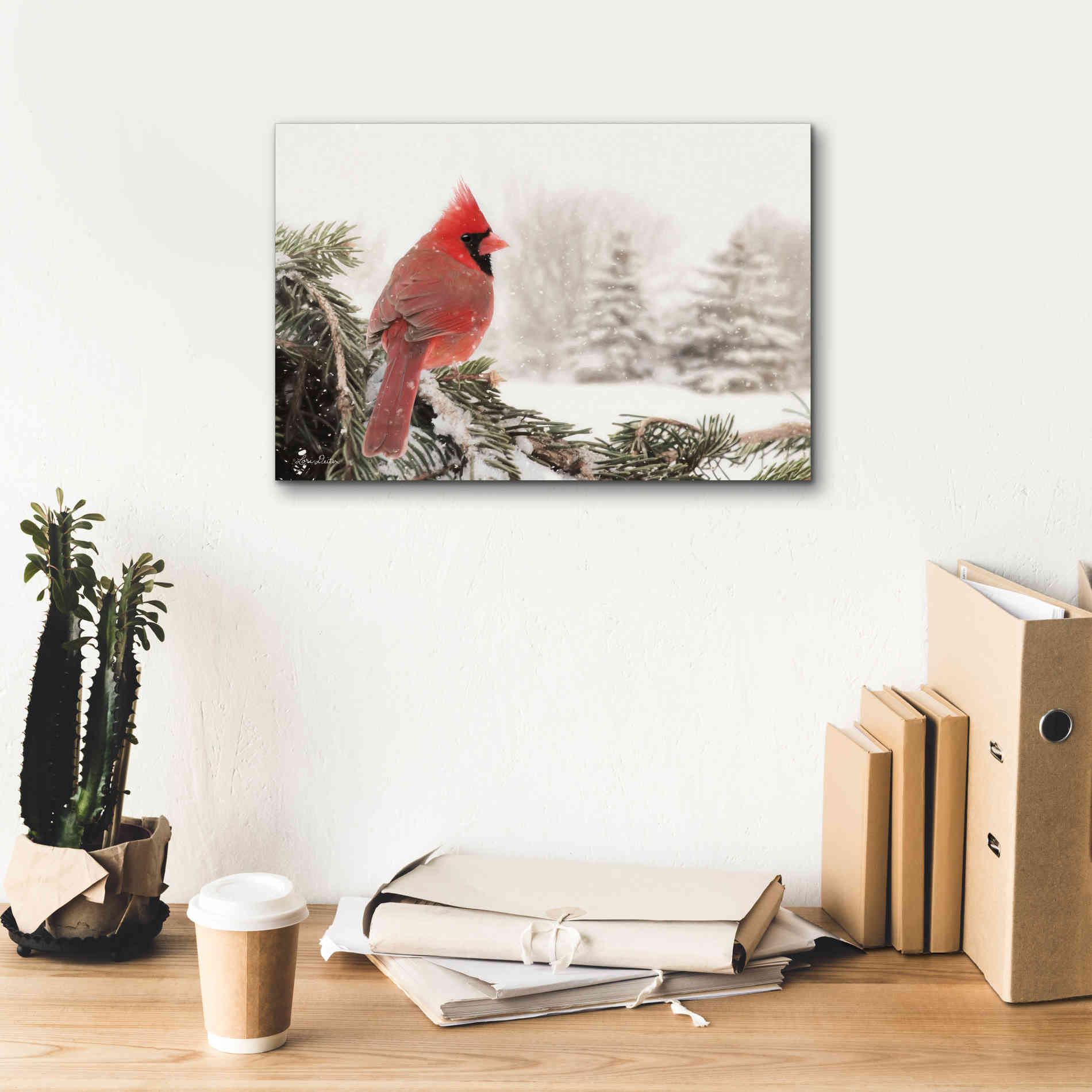 'Winter Perch' by Lori Deiter, Canvas Wall Art,18 x 12